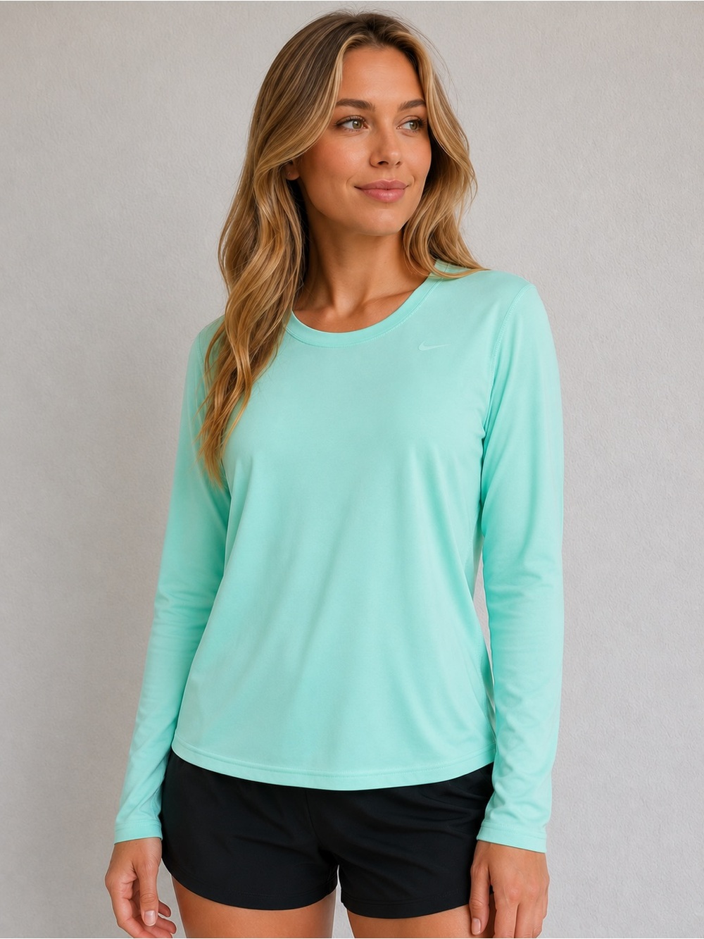 Nike Long-Sleeve Crew Top in Mint Green